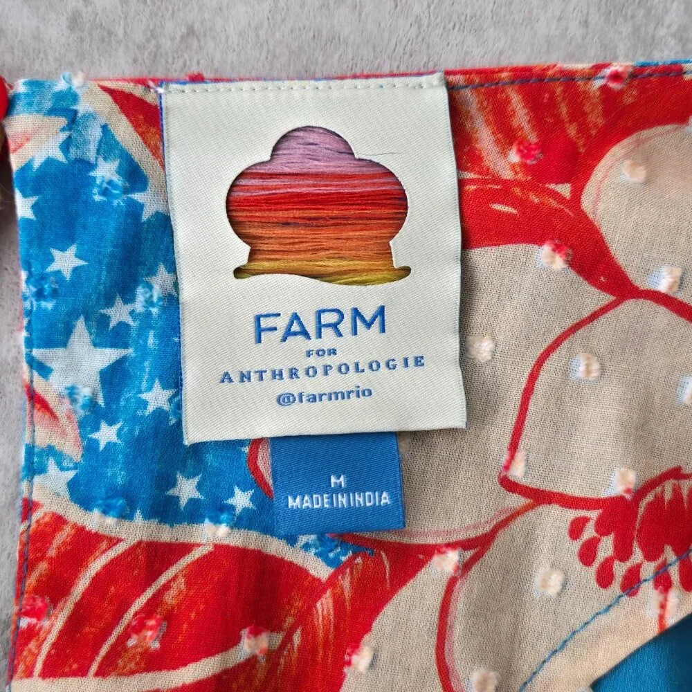 Farm Rio x Anthropologie Blouse Medium Pineapple Floral Print Artsy Colorful Top - Picture 8 of 12